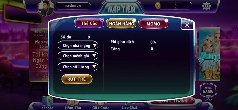 Thực hiện giao dịch nạp tiền nhanh chóng