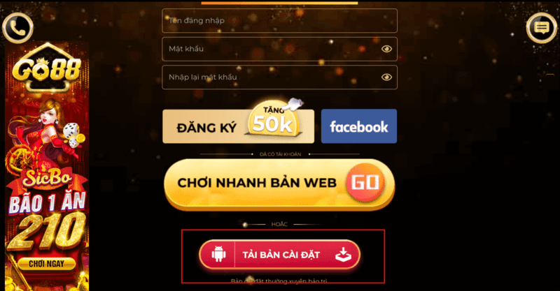 Đăng ký tài khoản Go88