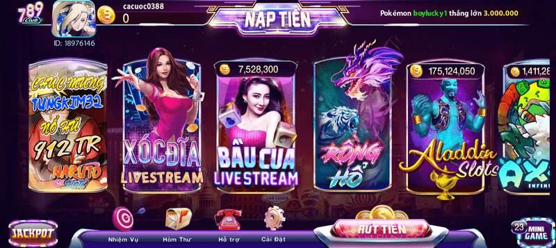 Các tựa game có tại cổng game 789 CLUB