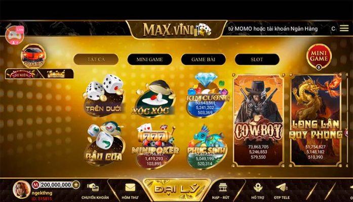 Hệ thống game giải trí tại Max vin đa dạng