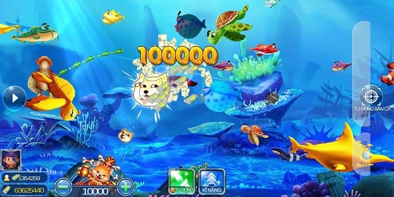 Hệ sinh thái ở dưới đáy biển vô cùng đa dạng trong game Săn Rồng Vàng