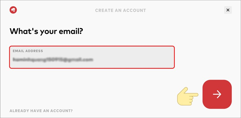 Nhập Email Address (địa chỉ email của bạn) - Hướng dẫn chi tiết tạo tài khoản tft mobile