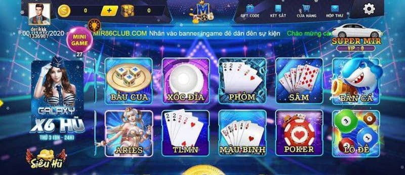 Game bài phong phú tại Mir86