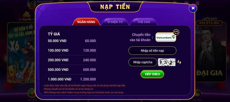 Tốc độ giao dịch nạp rút Sao Club mau chóng