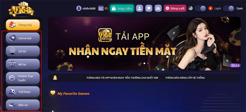 Những tựa game cá cược đổi thưởng nổi bật tại Vi68