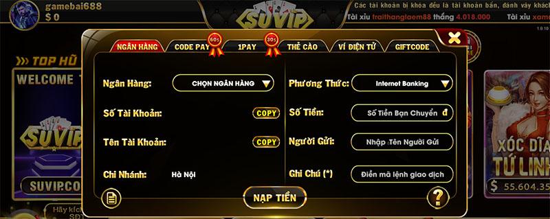 Nạp Rút Suvip Mau Chóng