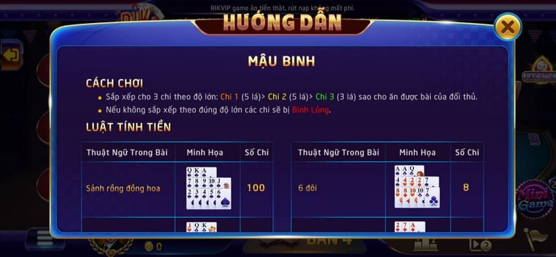 Các thao tác để anh em tham gia chơi Mậu Binh tại cổng game