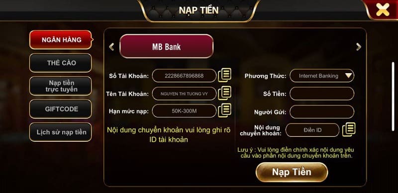 Quy trình nạp tiền nhanh, an toàn