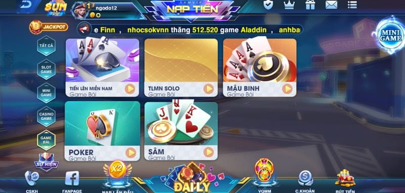 Hệ thống các sản phẩm game bài cực cuốn hút